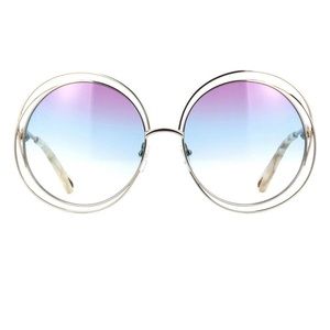 Chloé nwt circular gold, blue, and purple sunglasses